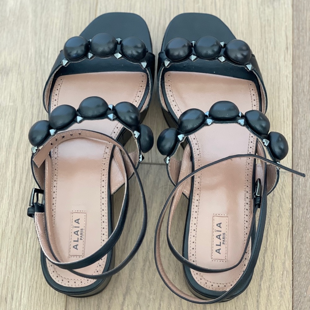 Alaia Bombe Stud Leather Platform Sandals
